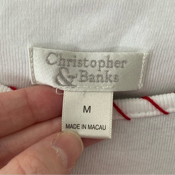 Christopher & Banks Women’s White, Red, Brown Bird 3/4 Sleeve Top Size M - Picture 6 of 11